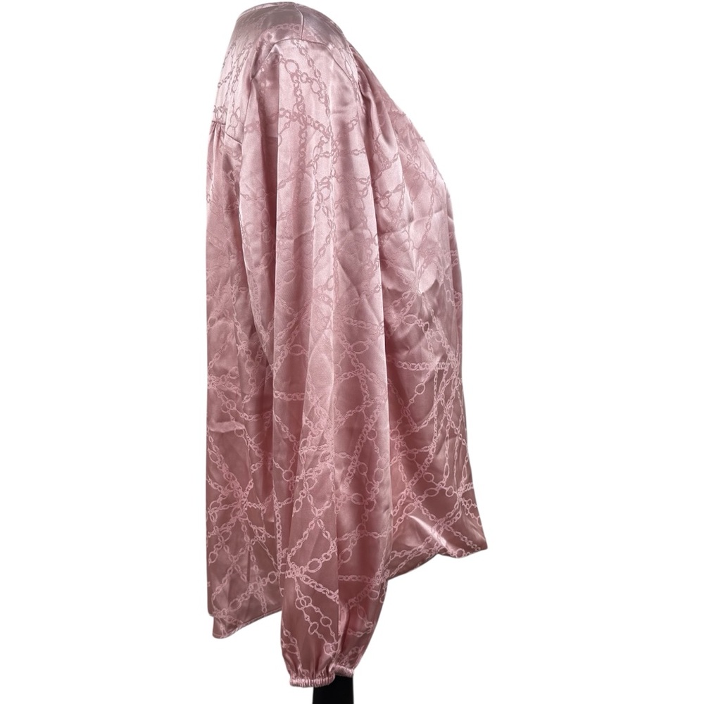 NWT INC International Concepts Pale Mauve Chain Satin Long Sleeve Blouse Top XL - Picture 6 of 10